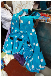 Blue tango dress with white spots. Sunday market, Calle Humberto Primo, San Telmo.