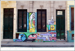 Graffiti (eyes, lips, and other body parts), Pasaje San Lorenzo, San Telmo district.