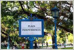Plaza Independencia sign, city of Mendoza.