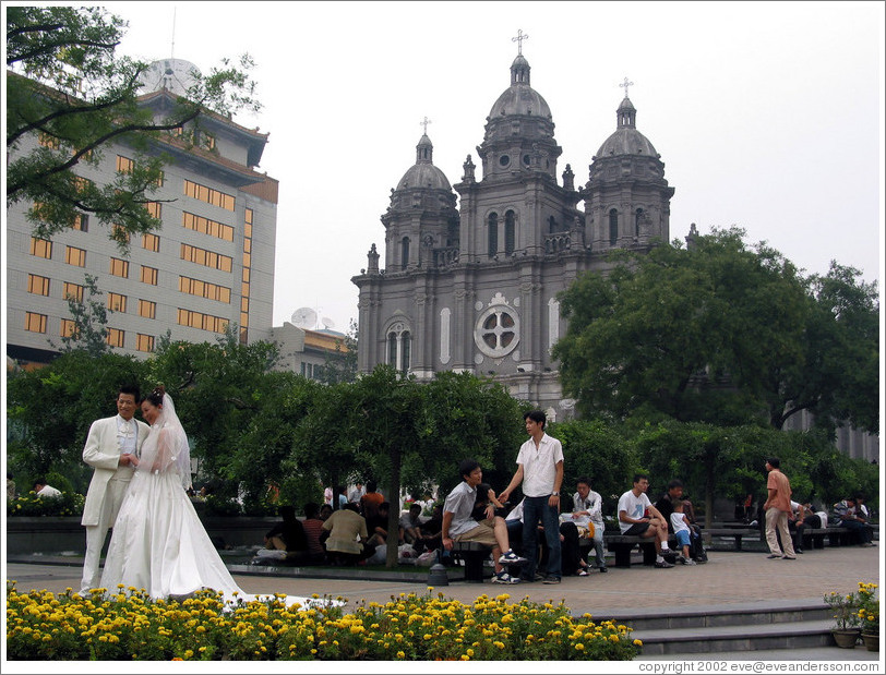 Wedding in front of St. Joseph's Cathedral.