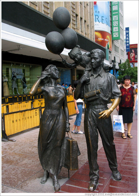 Statue celebrating commercialism.  Najing Ave.