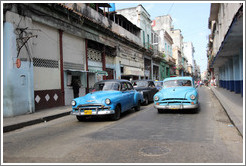 Two blue cars, Calle Padre Varela (Belonscoain).