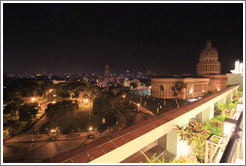 View of Havana from Hotel Saratoga, including the Capitolio, at night.