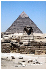 The Great Sphinx, in front of the Pyramid of Khafre.
