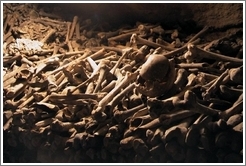 Bones in the catacombs of Paris.