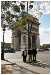 Tracy, Jin, and Rolf in front of the Arc de Triomphe.