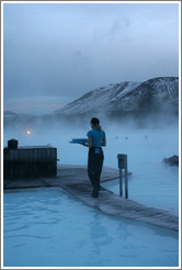 Woman serving drinks at the Blue Lagoon.