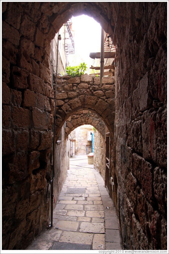 Street with arches, old town Akko.