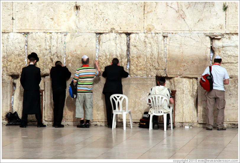 Men praying, Western (Wailing) Wall, Old City of Jerusalem.