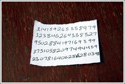Paper with digits of pi written on it.  My offering to the Western (Wailing) Wall, Old City of Jerusalem.