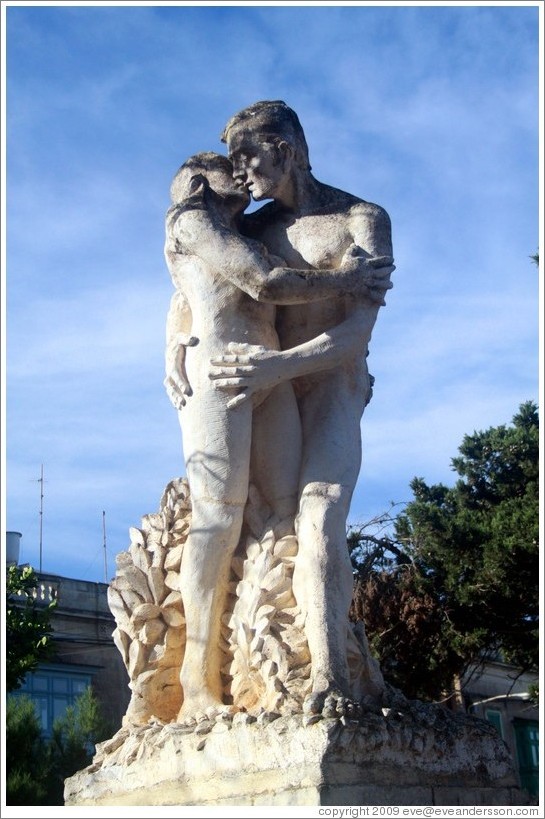A 1983 sculpture of a couple by Anton Agius, Maltese sculptor.