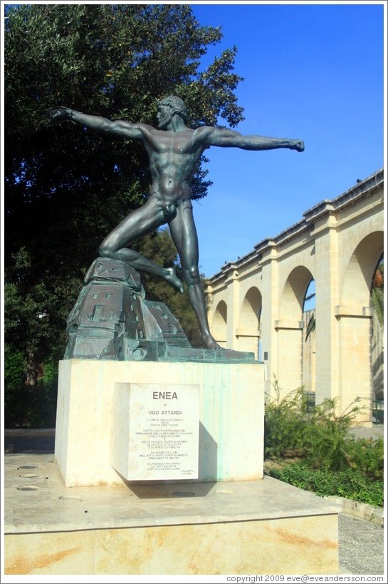 Statue entitled ENEA by Ugo Attardi, Lower Barakka Gardens (Il-Barrakka t'Isfel).