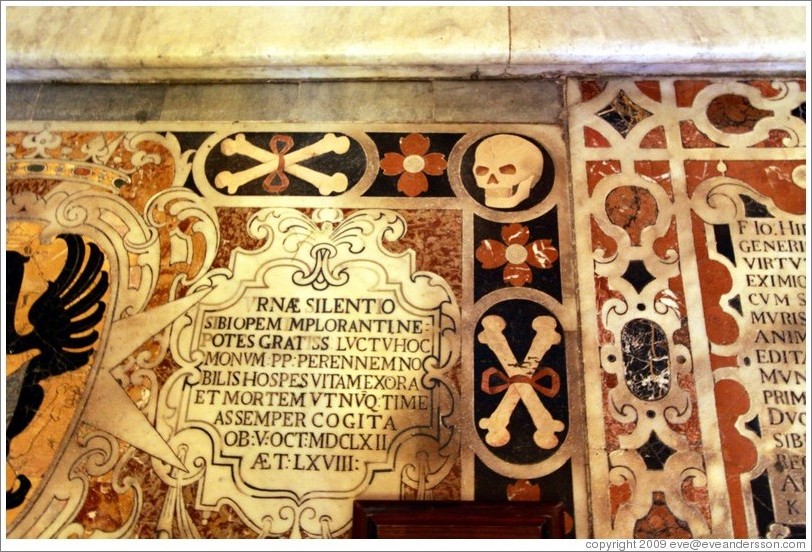 Floor decoration containing a skull and crossbones, St. Johns Co-Cathedral (Kon-Katidral ta' San &#288;wann).