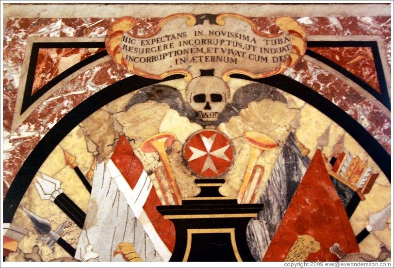 Floor decoration containing a skull, St. Johns Co-Cathedral (Kon-Katidral ta' San &#288;wann).