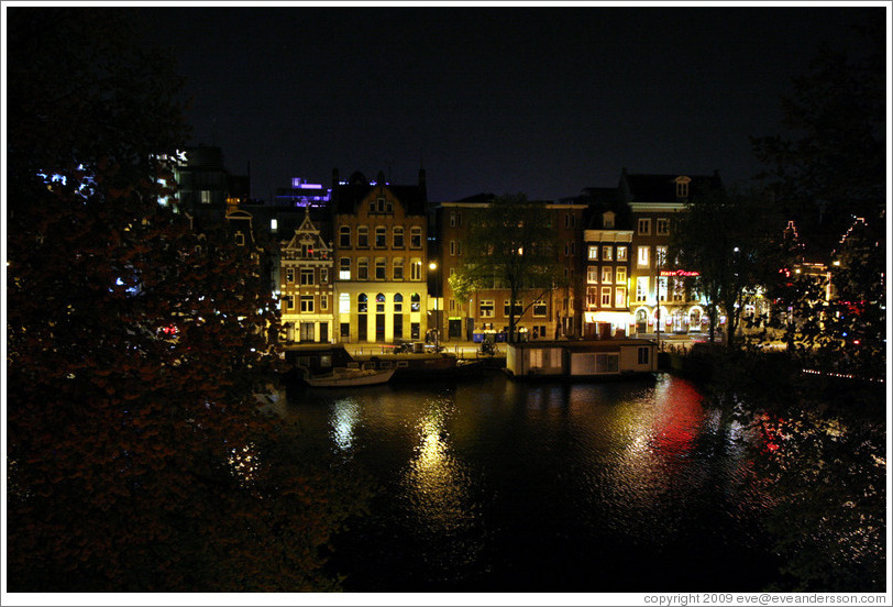 Amstel canal at night, Centrum district.