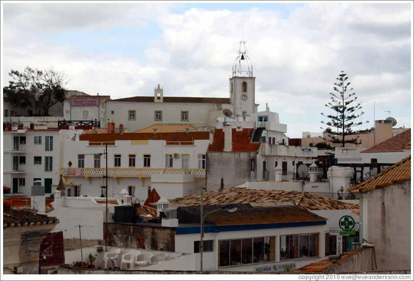View of Albufeira, including the clocktower, from Igreja Matriz (the Principal Church of Albufeira).