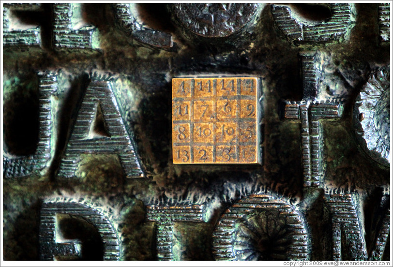 Magic square on a door in the Passion fa?e.  La Sagrada Fam?a.