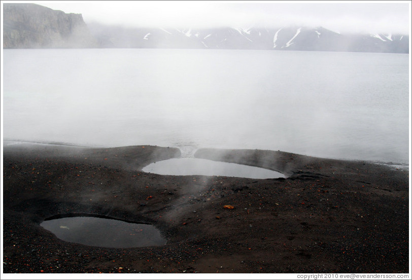 Steaming pools of water.