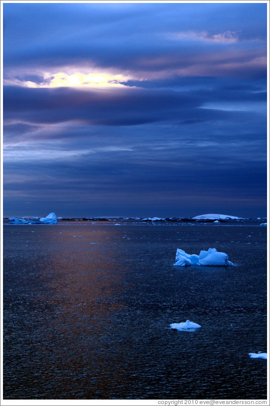 Gerlache Strait at dusk.