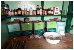 Old containers of food, kitchen, Port Lockroy.