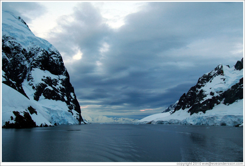 Lemaire Channel, a strait  between Booth Island and the Antarctic mainland.