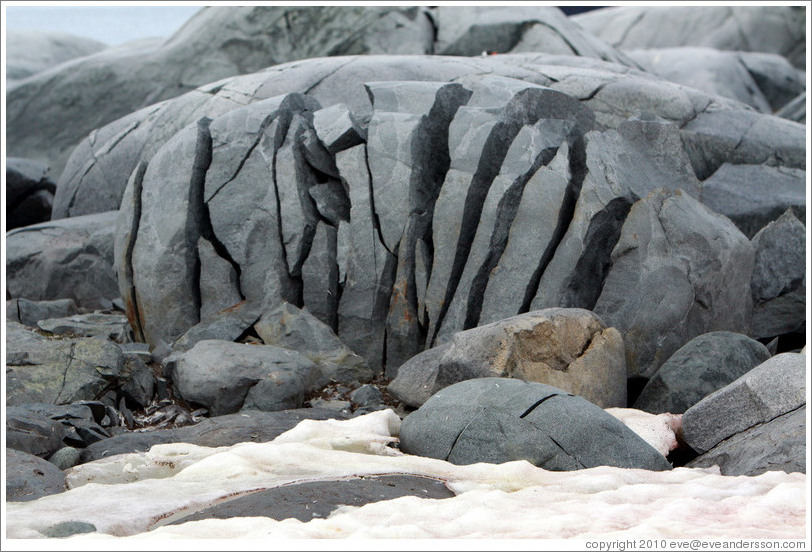 Rock broken by severe ground movement.