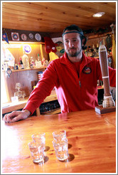 Pavel, computer guy and (when there are visitors) bartender, Faraday Bar, Vernadsky Station.