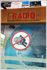 Door to the Radio room, with a mysterious sign on it, Vernadsky Station.