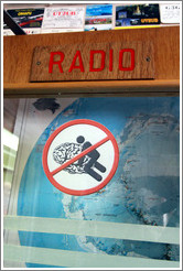 Door to the Radio room, with a mysterious sign on it, Vernadsky Station.