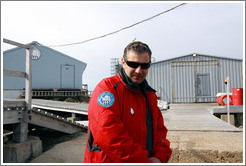 Electrician and tour guide, Sasha, outside Vernadsky Station.