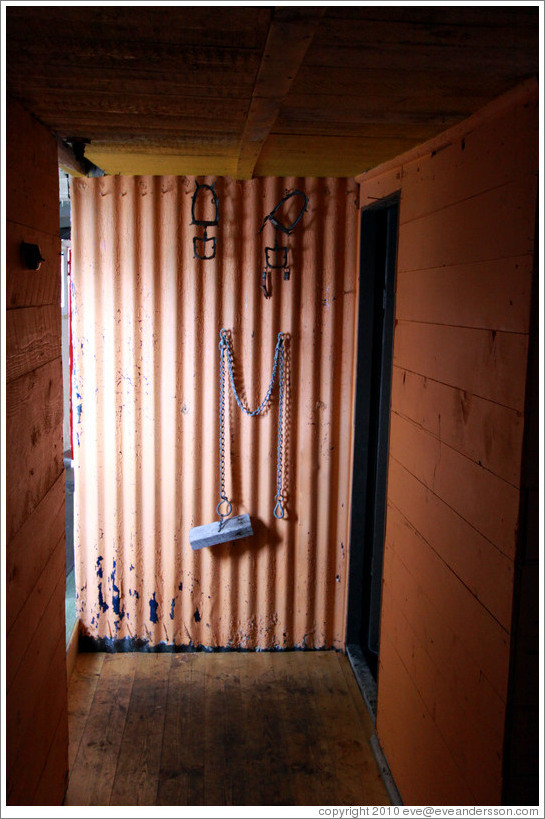 Crampons and other gear, Wordie House, a British scientific research station dating from 1947.