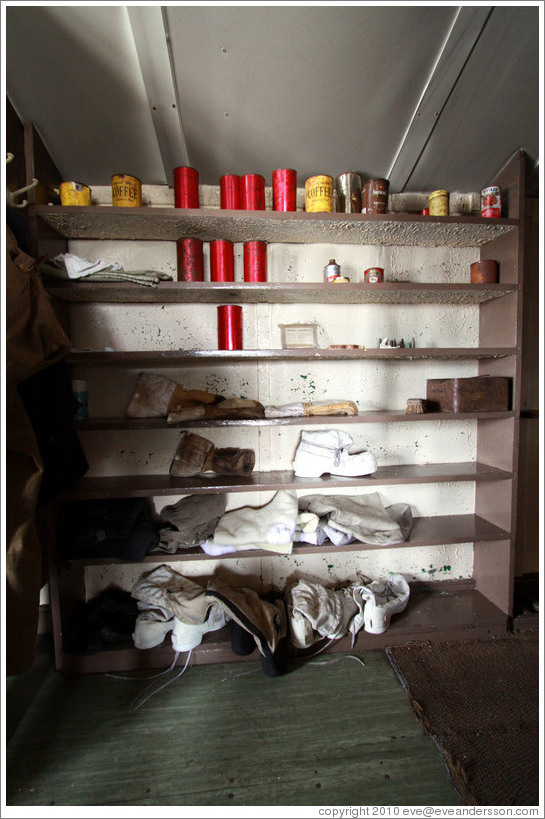 Kitchen goods, Wordie House, a British scientific research station dating from 1947.