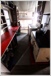 Kitchen, Wordie House, a British scientific research station dating from 1947.