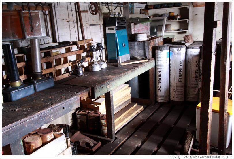 Workshop, Wordie House, a British scientific research station dating from 1947.