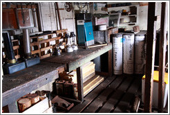 Workshop, Wordie House, a British scientific research station dating from 1947.