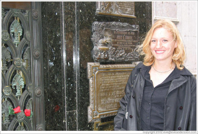 Eve at the mausoleum of her namesake (Eva Peron).  La Recoleta Cemetery.