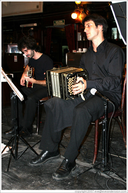 Bandoneon player at a milonga at the Confiter&iacute;a Ideal.