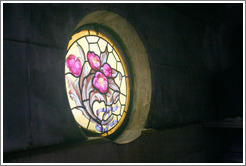 Stained glass window in mausoleum at La Recoleta Cemetery.