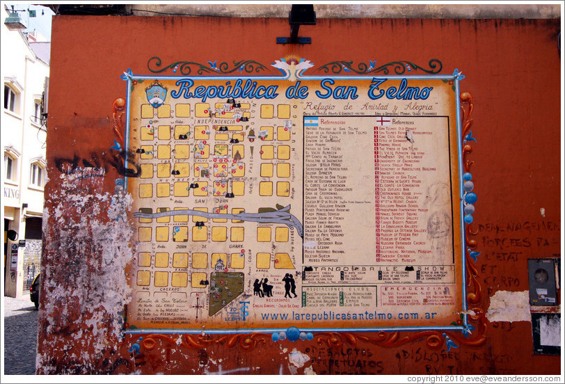 Rep?blica de San Telmo map, Calle Defensa, San Telmo district.
