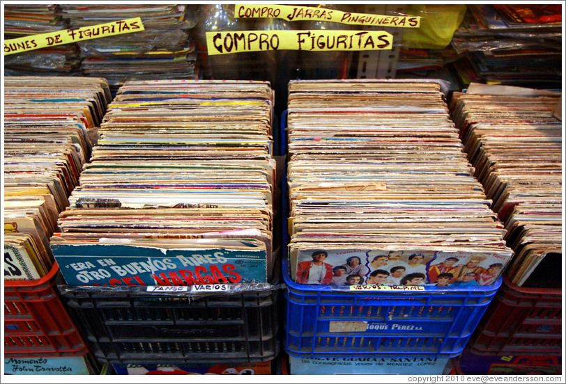 Vinyl records for sale, Mercado de San Telmo, San Telmo district.