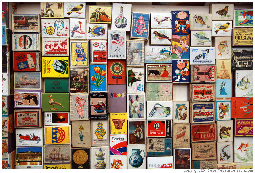 Old boxes of matches. Mercado San Telmo.