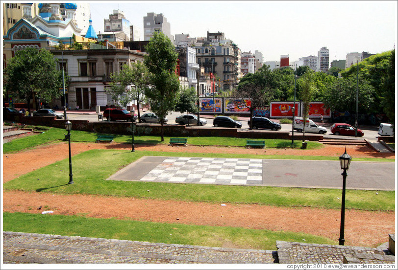 Chess board at human scale, Parque Lezama, San Telmo District.