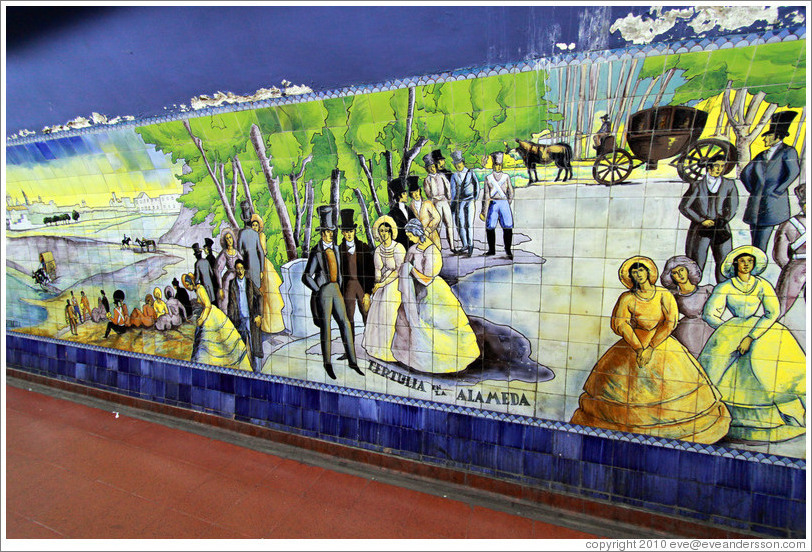 Buenos Aires en 1830, a mural by Rodolfo de Franco.  Catedral station, Subte (Buenos Aires subway).