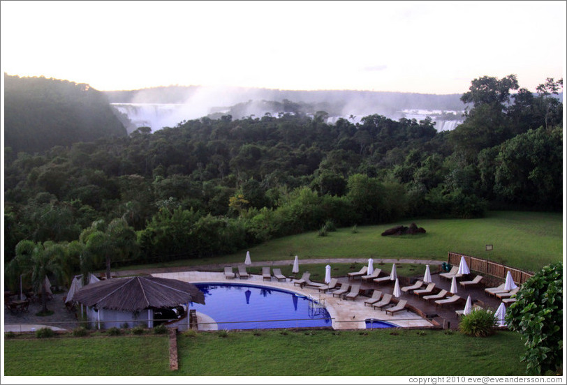 Sheraton Hotel pool, with Iguazu Falls behind.