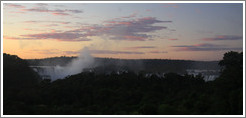 Iguazu Falls at dusk, viewed from the Sheraton Hotel.