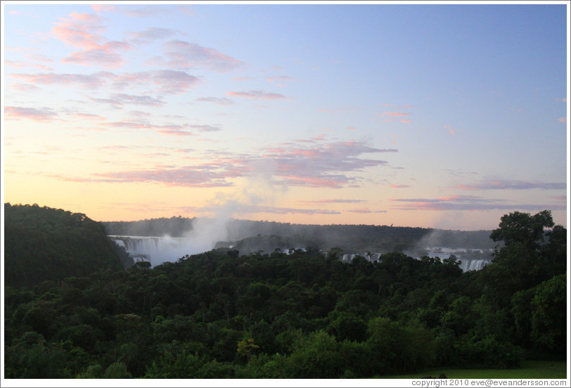 Iguazu Falls at dawn, viewed from the Sheraton Hotel.