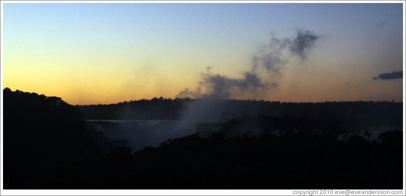 Iguazu Falls at dawn, viewed from the Sheraton Hotel.