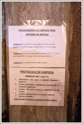 Sign detailing barrel cleaning procedure, Domaine Jean Bousquet, Valle de Uco.