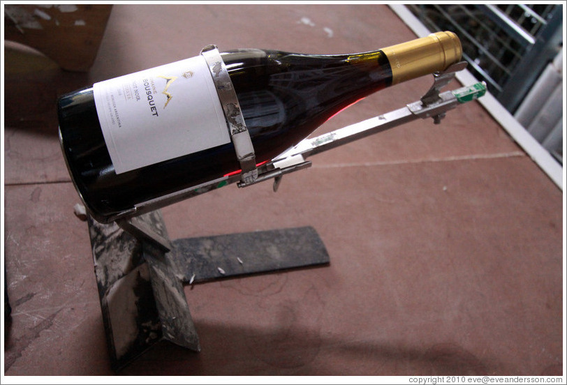Hand labeler, used when a label has a problem and needs to be redone. Domaine Jean Bousquet, Valle de Uco.