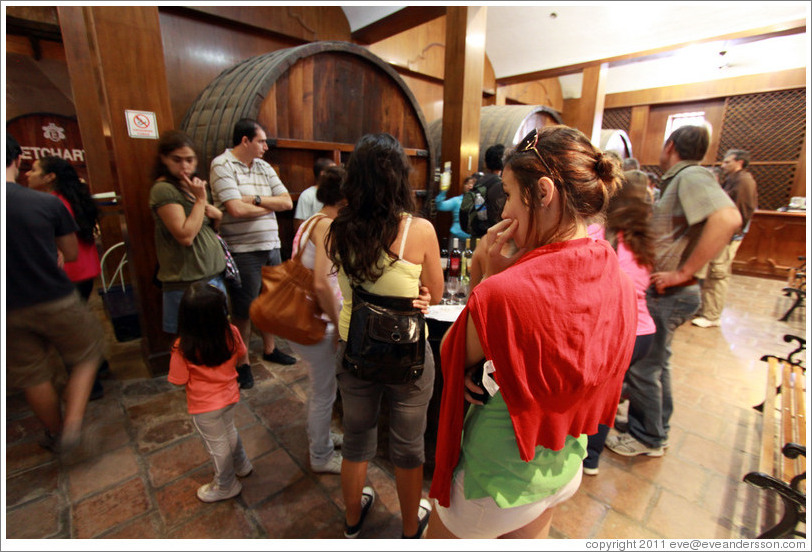 Crowded tasting room. Bodegas Etchart.